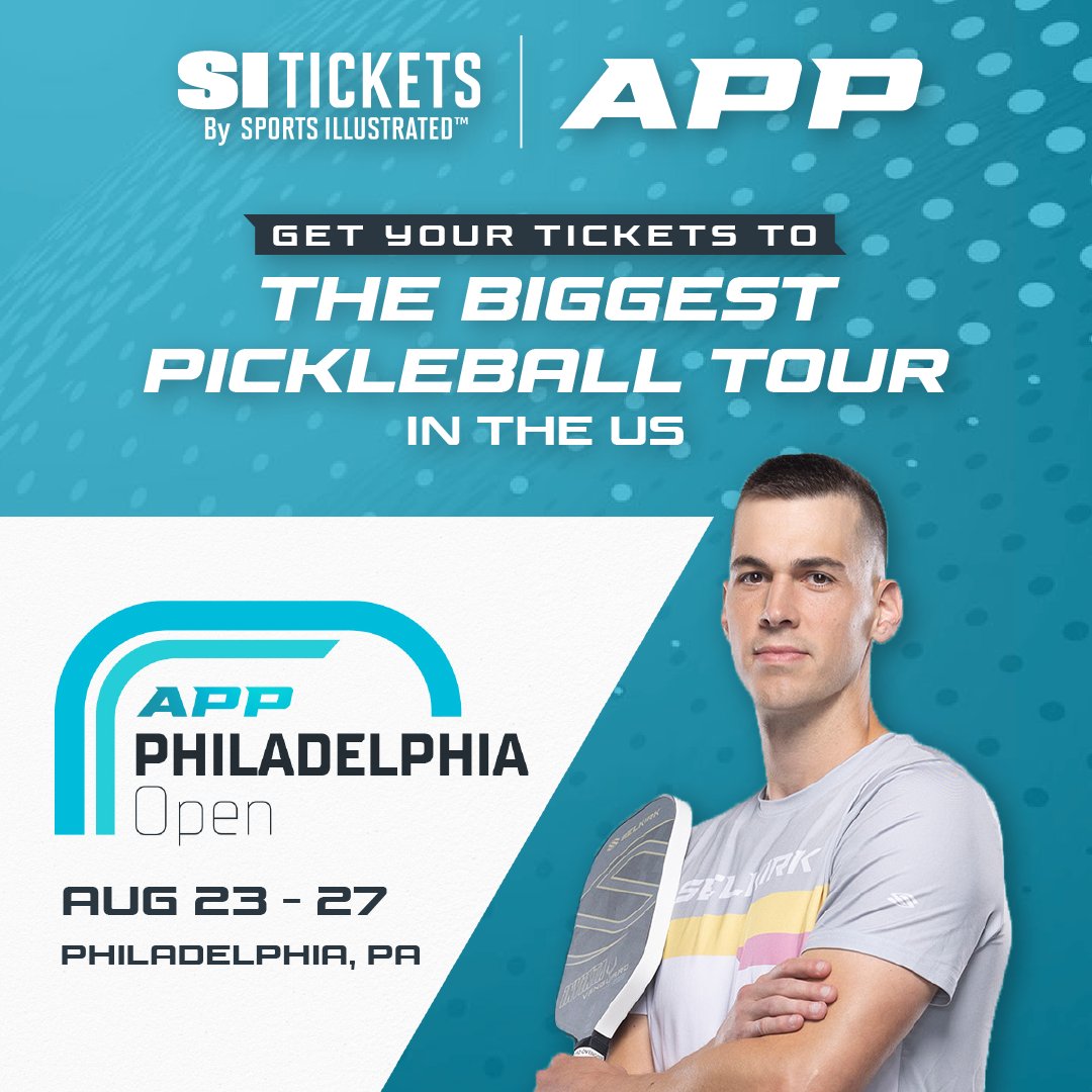 si_tickets_'s tweet photo. See hundreds of the top pickleball players compete in the #Philadelphia Open. From August 23 - 27, the @OfficialAPPTour will host a pro and amateur competition in the City of Brotherly Love.
Go to https://t.co/V7qHmyvfoV to join in on the #pickleball action. #apptour #sitickets https://t.co/lNiLAAashA