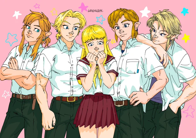 HANDSHAKEさん( )とお互いの絵をそれぞれの絵柄で描くイラスト交換をしました(HANDSHAKEさんは1年ほど前に描いてアップしてくれていたのですが、私の方がお待たせしすぎました)元絵⇒今回描いた絵・時オカリンク(元絵:HANDSHAKEさん)・学パロ逆ハーレム(元絵:PAPE) 