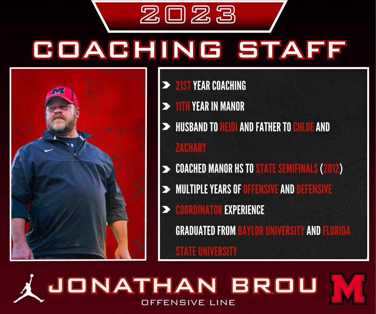 ManorHSFootball's tweet photo. Our next Manor Coaching Spotlight is Jonathan Brou.  
#WAMM https://t.co/Q7DGd1frEd