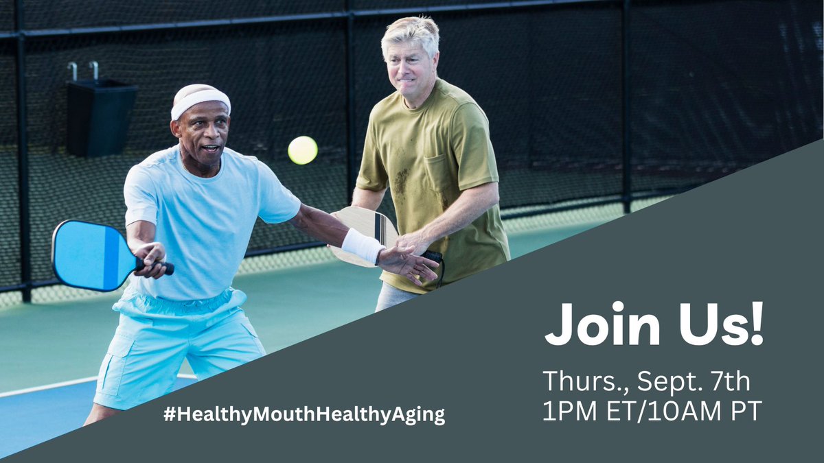 Healthy aging includes a healthy mouth. Please join @astddorg, @oralhealthwatch & @CareQuestInst Thurs, Sept. 7th 1PM ET/10 AM PT as we collectively endeavor to raise awareness on the importance of oral health among seniors. #HealthyMouthHealthyAging #HealthyAgingMonth