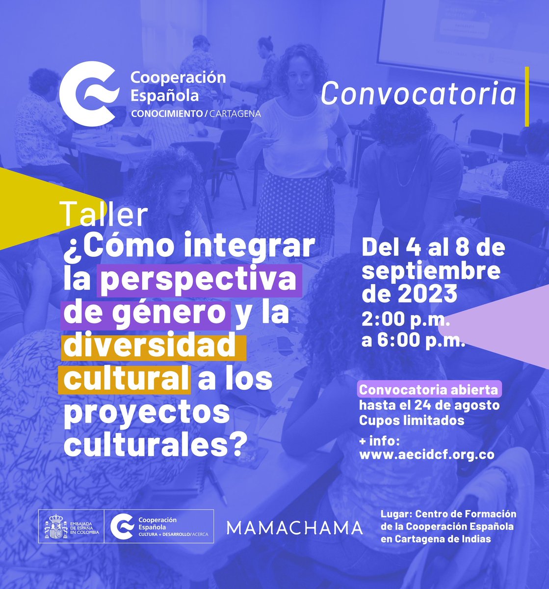 CFCECartagena's tweet photo. Recuerda que está abierta la #Convocatoria para participar del #Taller "¿Cómo integrar la perspectiva de género y la diversidad cultural a los proyectos culturales?" que se realizará en el @CFCECartagena.

➕ info: https://t.co/CYk41WPq9W 
📌 Inscripción: https://t.co/iFijrdSoMz https://t.co/vdZmoJR6Gk