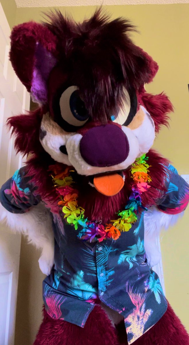 saveraedae's tweet image. Tropical attire for #MephitFurMeet &amp;gt;:) #MFM2023 #furry #fursuiter #fursuit