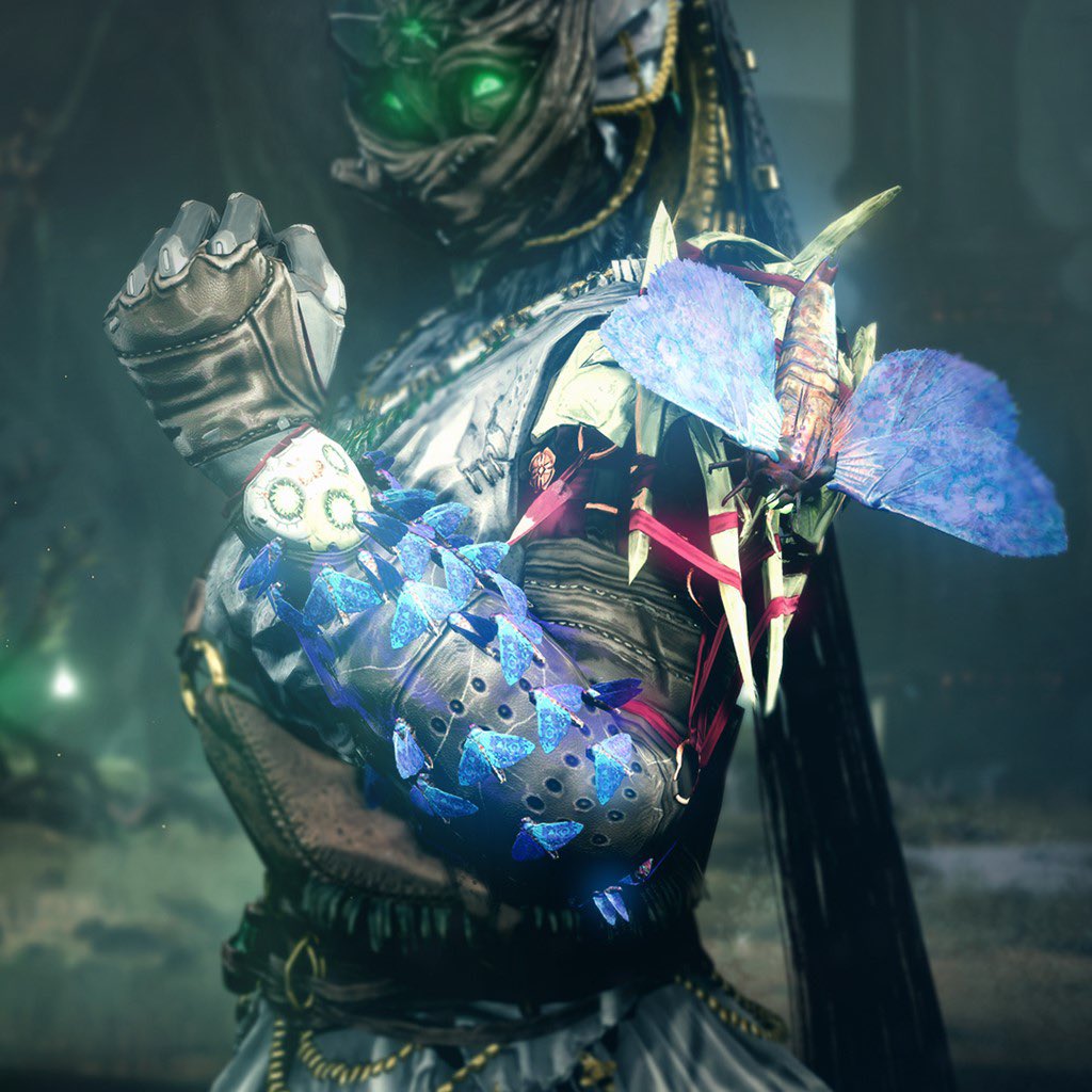 destinytrack's tweet image. Season of the Witch Exotics ~ Descriptions

Mothkeeper’s Wraps
A Hunter’s grenade becomes a cage of loyal moths that release on impact and protect allies or debilitate foes.

Pyrogale Gauntlets
Titan armor that empowers both Burning Maul and Consecration to unleash cyclones of…