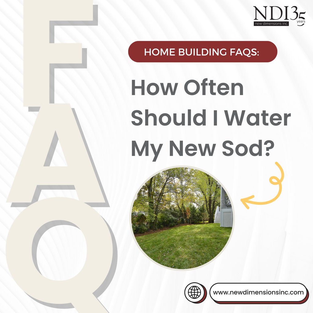 NDICustomHomes's tweet image. Curious about your new sod&apos;s thirst-quenching needs? We&apos;ve got you covered. NDI President, Jen Landers just completed a Home Building FAQ article that answers the common question: How Often Should I Water My New Sod? Read it here: newdimensionsinc.com/home-building-…

#LawnCare101 #JensBlog