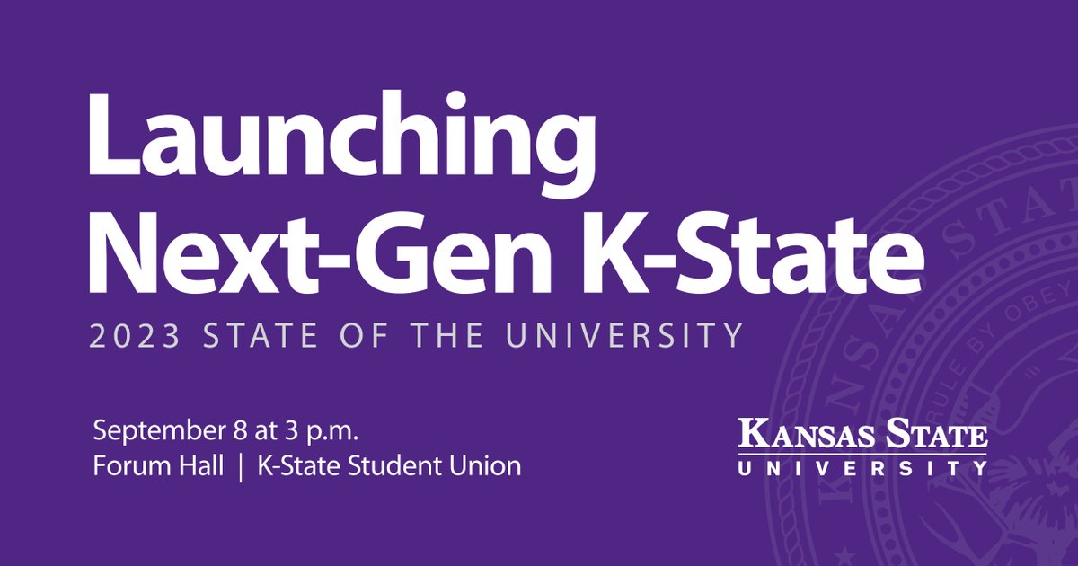 KState's tweet photo. Our time is now. πΌ
Register for the 2023 State of the University at https://t.co/pelnq5Ac8H.
#KState https://t.co/sz7b52uni9