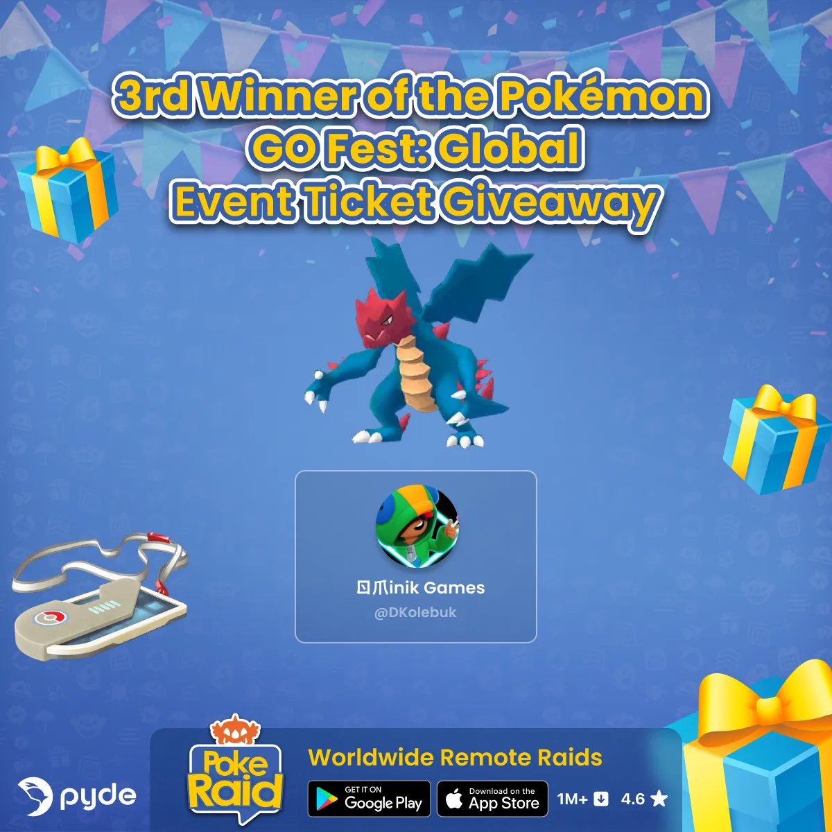 PokeRaidApp's tweet image. Correct answer of the last Giveaway question was #Druddigon. 

@DKolebuk is our third winner! Congratulations 🎊

Please check your DM for your prize! If your account is private, please note that you need to follow PokeRaid for us to reach you through DM. #PokeRaid