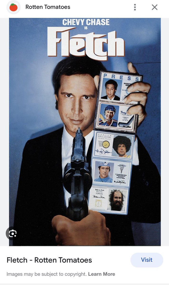 We saw Chevy Chase’s Fletch last night. Despite being nearly 40 years old, it still holds up. 
@hankdeanlight @DillonReedRose , was this movie the real reason you got into journalism?