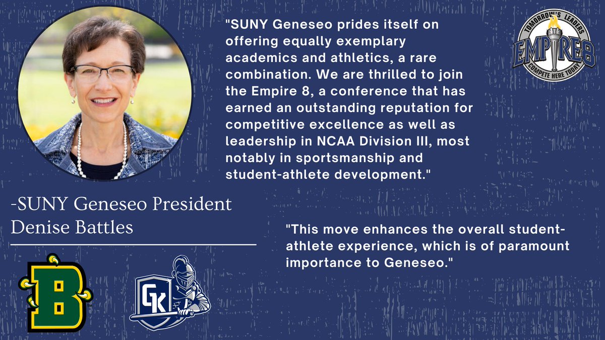 "This move enhances the overall student-athlete experience, which is of paramount importance to Geneseo."

#E8 #E8Proud #LeadersCompeteHere #WhyD3
