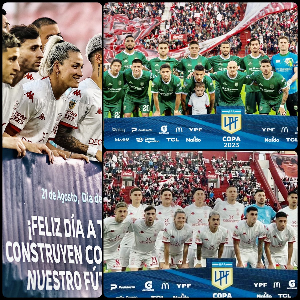 En el marco del Día de la Futbolista argentina, tanto la arquera de la Primera de #Huracan y el Seleccionado argentino Abigail Cháves como la goleadora de #Banfield e integrante del Sub 20 nacional, Verónica Acuña salieron a la cancha con los planteles masculinos.