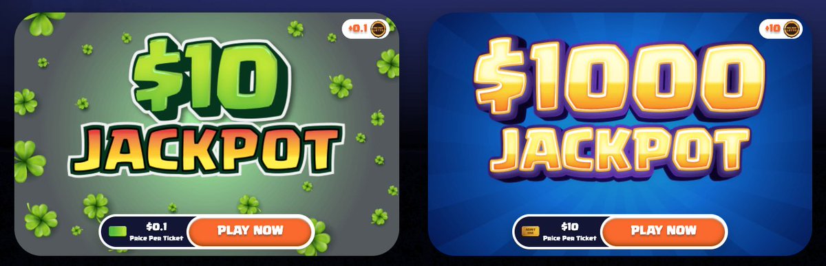 ArcadeLotto's tweet photo. There are now 2⃣ Prize Pools open for chances to win BIG GAINS!

💰$10 Jackpot = $0.1 per ticket

💰$1000 Jackpot = $10 per ticket