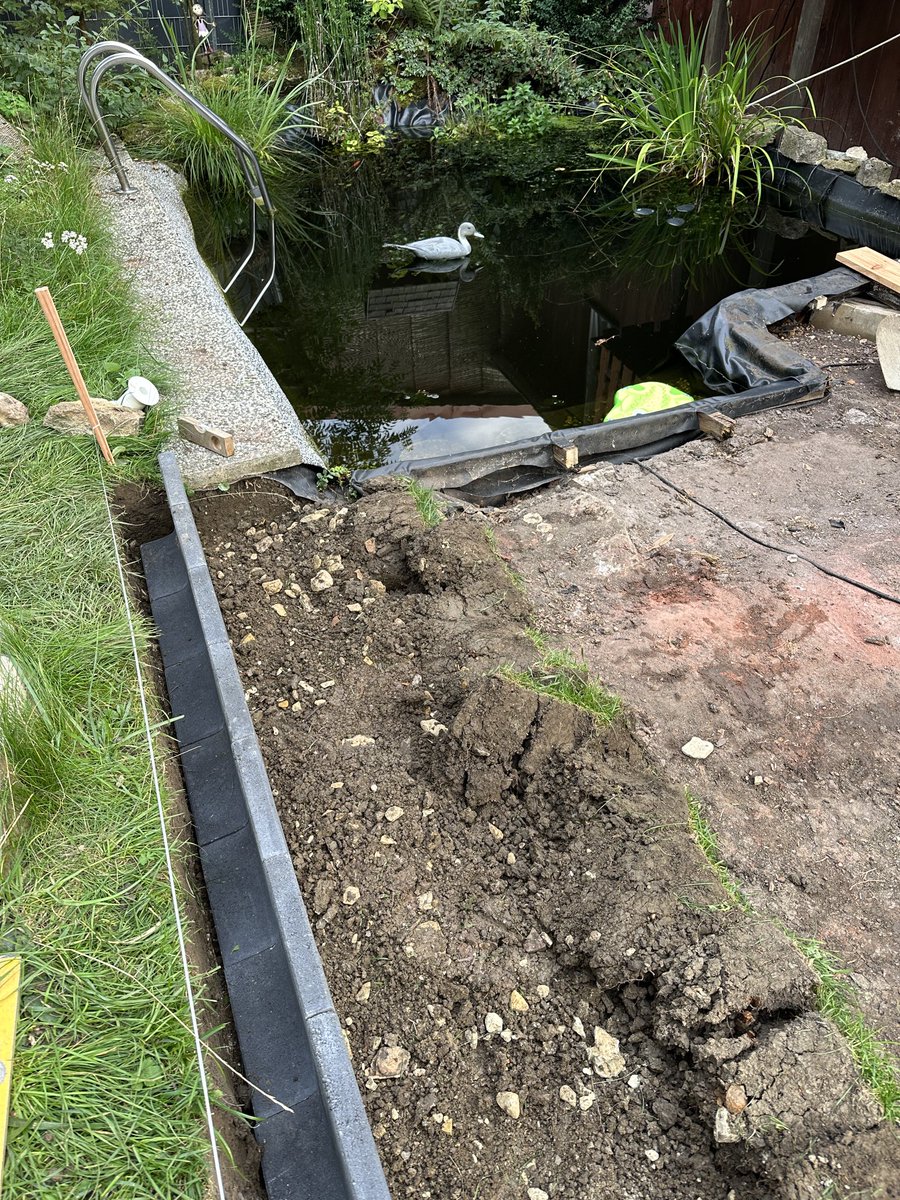 derSchniep's tweet photo. Bin ja immer #fleißig #draußen 😁💪 und nebenbei Abkühlung im Teich 🏊‍♂️🐠 Projekt #terrasse2 https://t.co/vI84g8bPRa