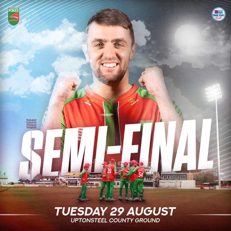 leicsccc's tweet photo. 𝐒𝐄𝐌𝐈-𝐅𝐈𝐍𝐀𝐋𝐒, 𝐇𝐄𝐑𝐄 𝐖𝐄 𝐂𝐎𝐌𝐄! 🏆🔜

Leicestershire finish 𝐓𝐎𝐏 of Group A in the @onedaycup and qualify for a home semi-final next Tuesday at Uptonsteel County Ground. 🦊💚

Our first List A semi final in 22 years, what an achievement! ✍️📖