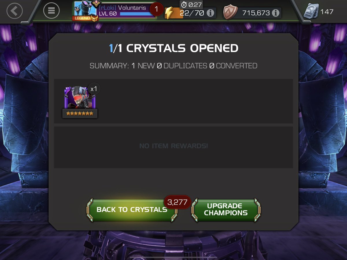 _Voluntaris_'s tweet photo. First time I’ve ever pulled highest star pre-release champ from the one 300 unit prerelease Crystal available via the Black ISO Market in @MarvelChampions . I’m looking forward to playing with him. #MCoC https://t.co/Jnjt7nTT3o