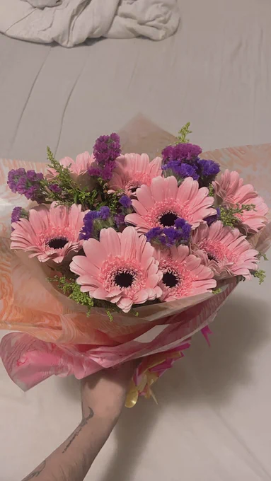 bf surprised me w flowers ):  
