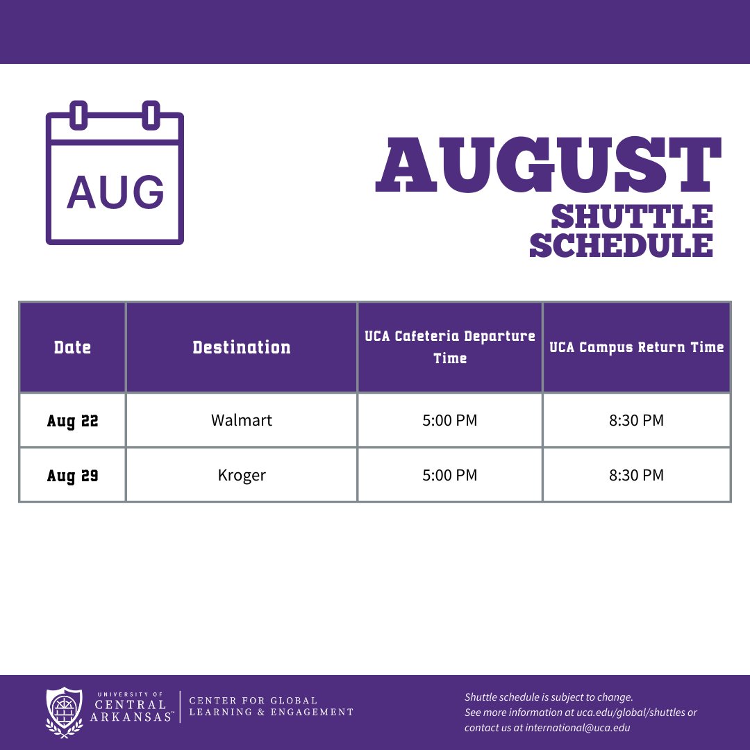 August Shuttle Schedule is here!