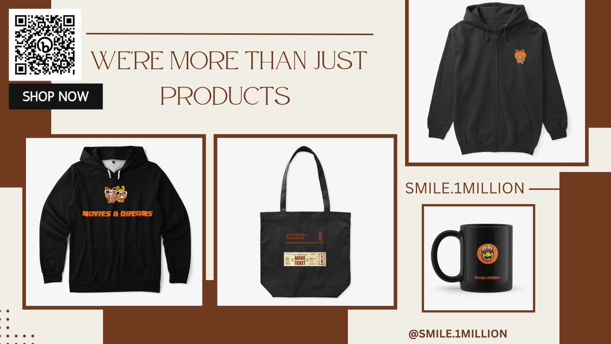 SmileForMillion's tweet photo. Step into the reel world of movie-inspired fashion! Explore our collection at the Smile1Million Store and bring cinematic magic to your wardrobe. Shop now and embrace the art of storytelling through style. 🎬🛍️
https://t.co/GpiSOE1qhE
 #movie #smile1million #buynow #shopping https://t.co/e4nRfyZ1w3