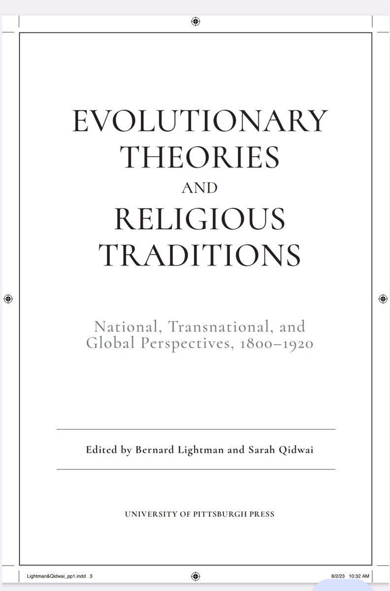 So excited to share that 'Evolutionary Theories and Religious Traditions' edited by Bernie Lightman and yours truly will be out in November!! Currently going through the proofs and can't wait for you all to see it!! See: upittpress.org/books/97808229…