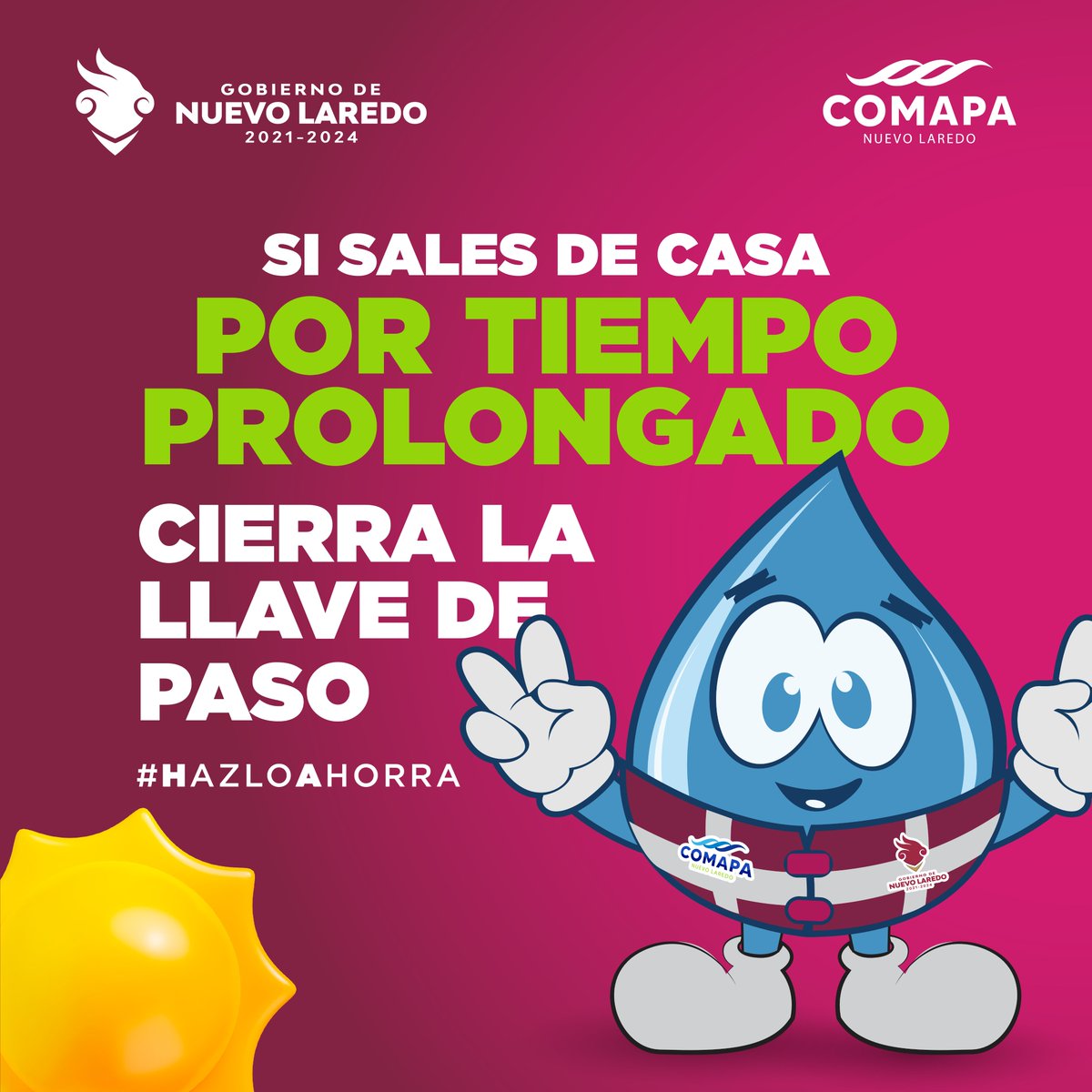 #CuidaElAguaDeMañana📷
Si planeas salir por varios días dejando sola tu vivienda, te recomendamos 𝗰𝗲𝗿𝗿𝗮𝗿 𝗹𝗮 𝗹𝗹𝗮𝘃𝗲 𝗱𝗲 𝗽𝗮𝘀𝗼.
De esta manera, si se presenta una fuga o cualquier accidente, evitarás desperdicios y diferencias en tu recibo.
#HazloAhorra