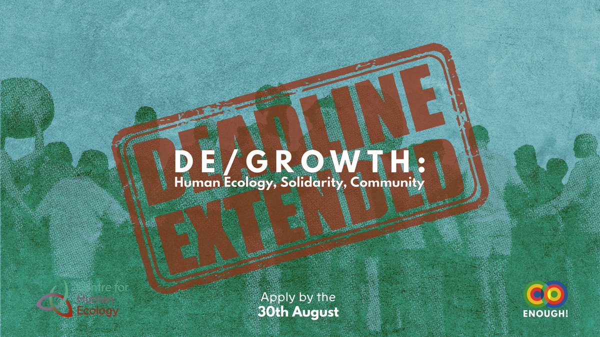 📢We have extended the application deadline for this year's DE/GROWTH course and learning retreat. ℹ️Find out more and 🗓️book your place here: enough.scot/course2023/ 🙏Please share. #degrowth #humanecology #climateaction #decolonisation #ecosocialism #solidarity #rebelforlife