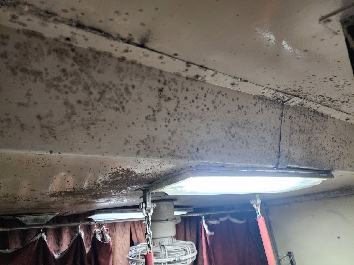 highflying_bong's tweet photo. @RailMinIndia @RailwaySeva @Central_Railway
I'm in train no. 11039; PNR 8206896855.

The compartment's ceiling is filled with mold. A health hazard, if I'm not wrong. Appeals to the TTE and the Staff has been of no use. Please Help! 🙏🏻🙏🏻🙏🏻 https://t.co/va2Vt2ovYz
