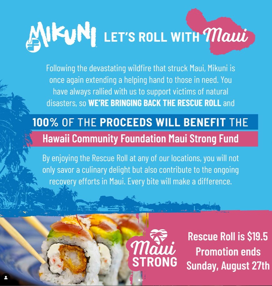 General Produce (@generalproduce) on Twitter photo Maui Strong <a href="/MikuniSushi/">Mikuni Sushi</a>
#mikunisushi #mauistrong #mauistrongfund
๐ธ Credit: <a href="/MikuniSushi/">Mikuni Sushi</a> Maui Strong <a href="/MikuniSushi/">Mikuni Sushi</a>
#mikunisushi #mauistrong #mauistrongfund
๐ธ Credit: <a href="/MikuniSushi/">Mikuni Sushi</a>
