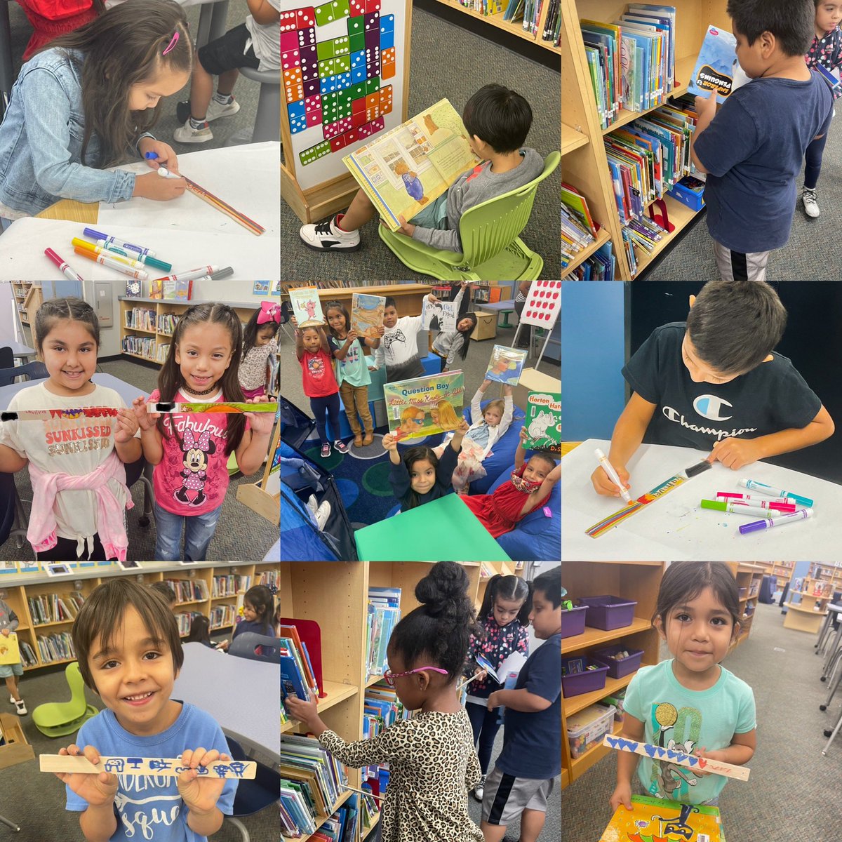 Our 1st graders designing & learning how to use shelf markers during library time. #FairOaksEagles #dontjustfly_SOAR 🦅 #lovetoreadhere #CobbLMS #QueentanaEdu #loveyourlibrary