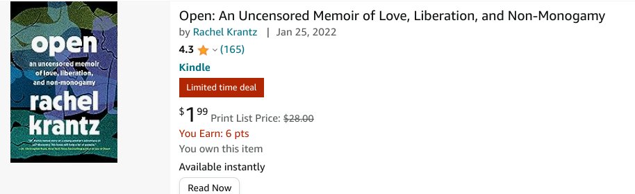 Hi friends, OPEN is a limited-time deal on kindle this week -- only $1.99! Please consider donating to my future/present by buying, sharing, reviewing, gifting, etc. Grateful to every reader, reviewer, and supporter. #openbook #kindledeals #books