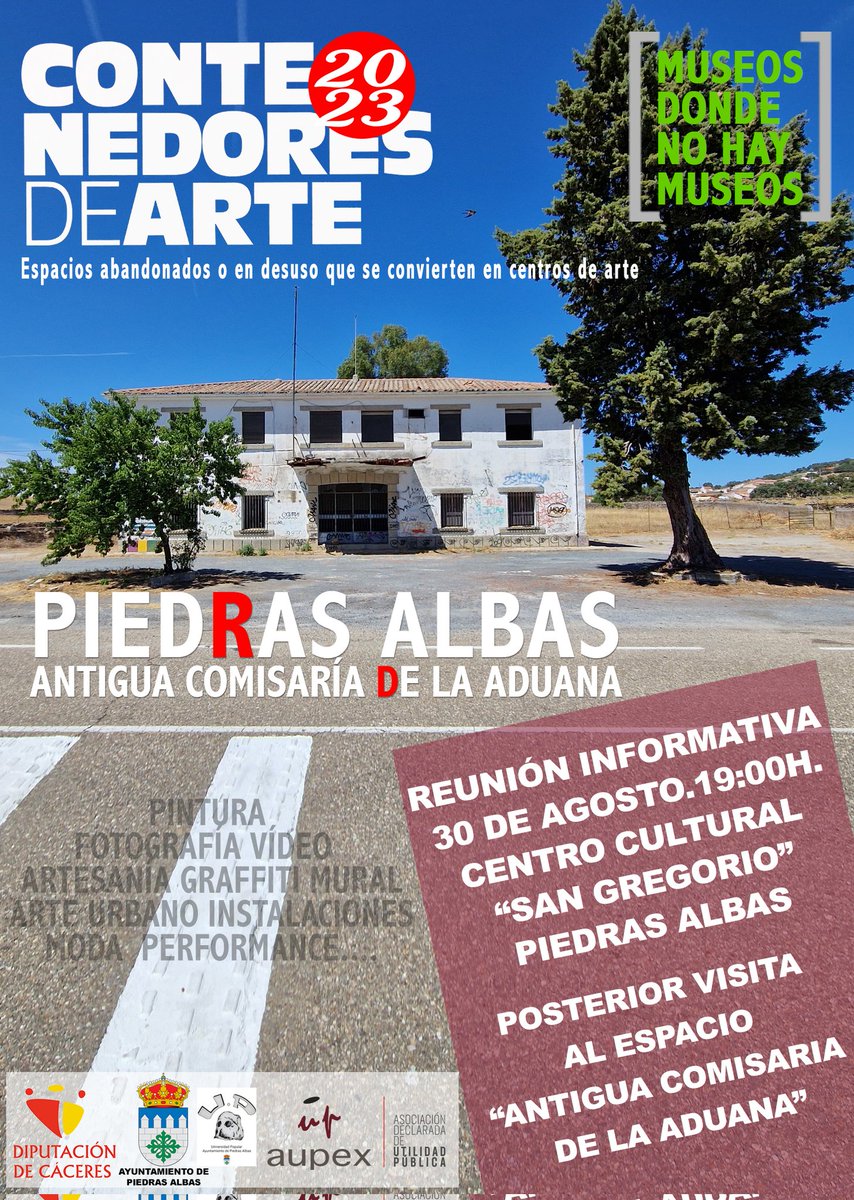 ContenedorDArte's tweet photo. En #piedrasalbas frontera con Portugal segundo #contenedoresdearte2023. La antigua comisaría de policía de aduana será el espacio a transformar en centro de arte.
Reunión 30 agosto 19h
@DiputacionCC
@up_aupex
@Marce_Solis
#museosdondenohaymuseos
#caceresprovincia
#arterural https://t.co/hXSMfA6uQH