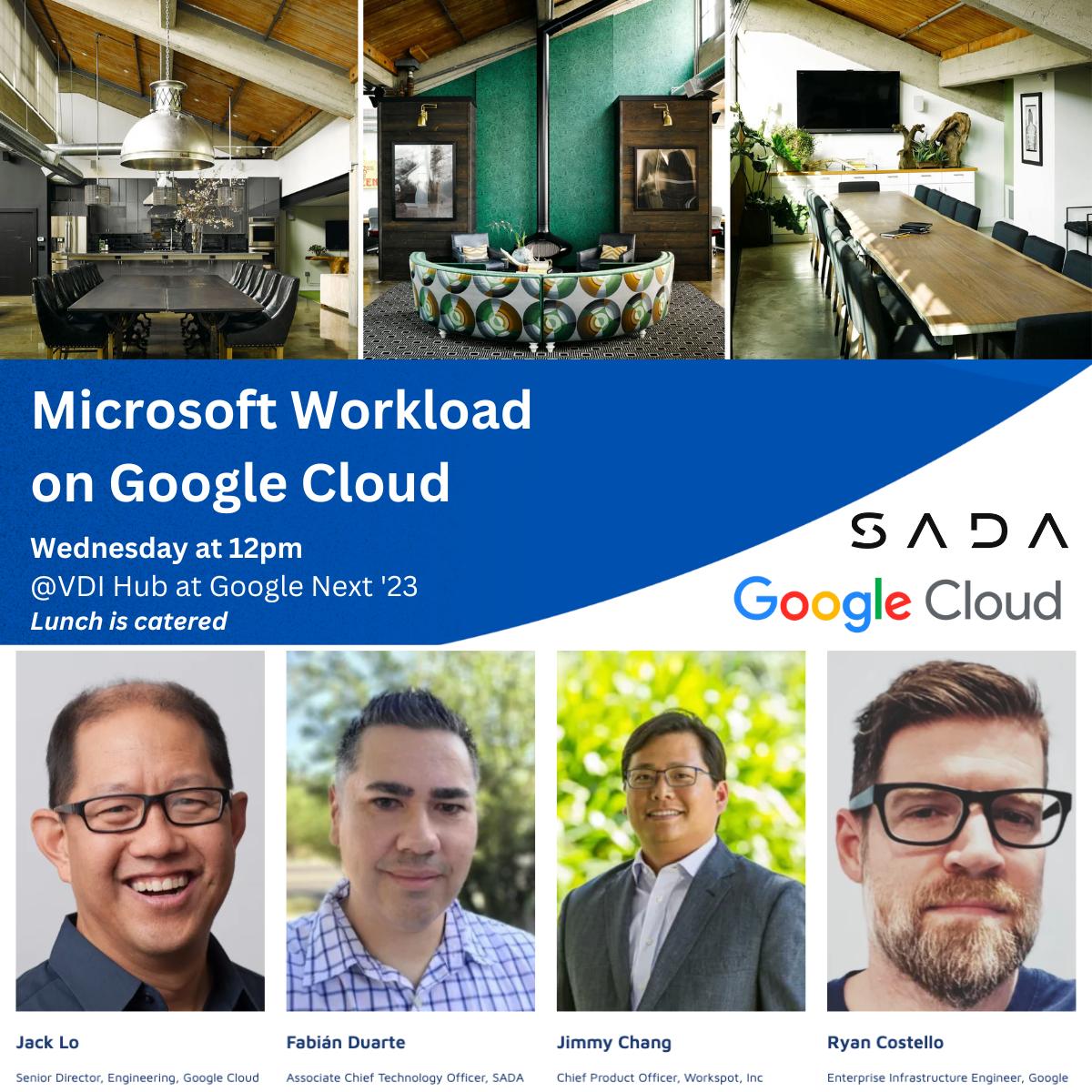 SADA_Writer's tweet photo. Exciting news! SADA, @googlecloud, &amp; @WorkspotI join forces to discuss the benefits of managing Microsoft Workloads on #GoogleCloud. Reserve your spot today! 🎟️ https://t.co/c1WLuKk6dr ☁️ Join @SADAStorageGuy for this exclusive lunch and discussion on August 30th at noon PT. ⏰ https://t.co/S7Gz6mjpzO