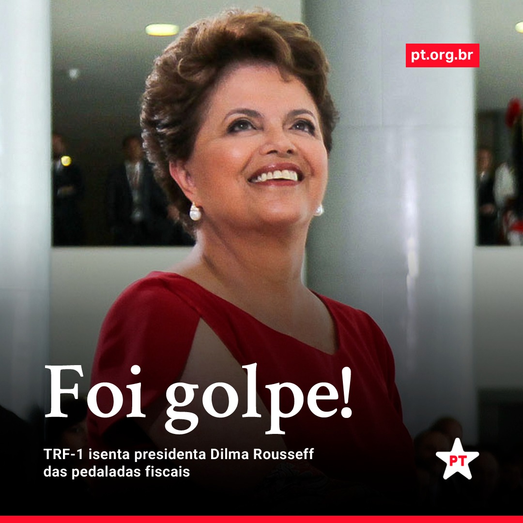 🚨 FOI GOLPE! A gente avisou e, agora, a justiça reconheceu: TRF-1 inocenta a presidenta @dilmabr no caso das “pedaladas” e comprova o golpe de estado de 2016. 🔗 Leia mais no site do PT: bit.ly/Dilma-Inocenta…