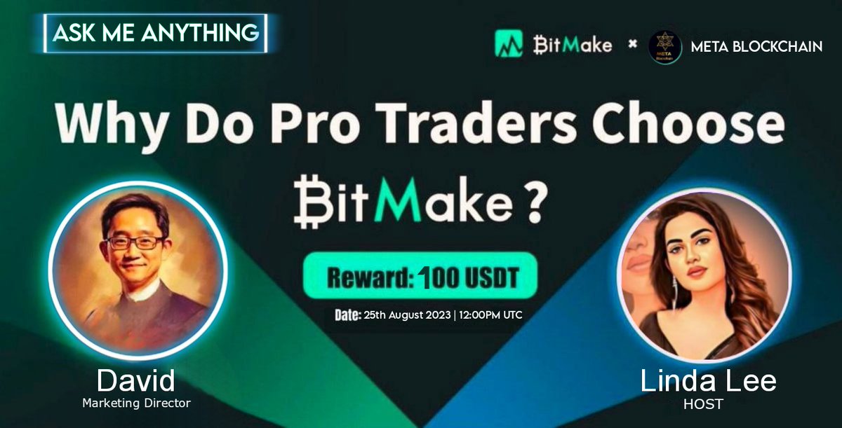 Join the #Metablockchain #AMA with @BitMakeOfficial ! 

⏰ Date: 12:00 PM UTC on August 25th, 2023 (UTC)
📍 AMA Venue: t.me/Metablockchains
💰 Total Rewards: 100$ usdt
#BitMakeOfficial #ama 
5 Questions from this tweet will be selected and rewarded. Like and Retweet.
