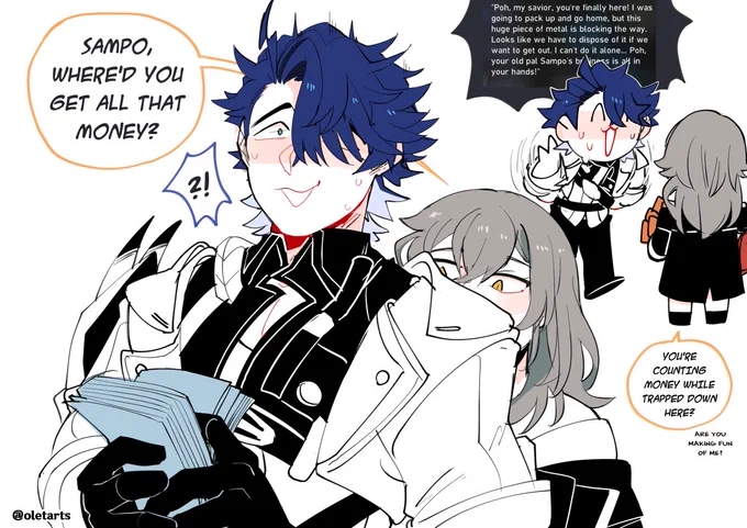 the treasure hunting event was brain-melting but sampo's dialogue is funny so i'll let it pass #sampostelle 