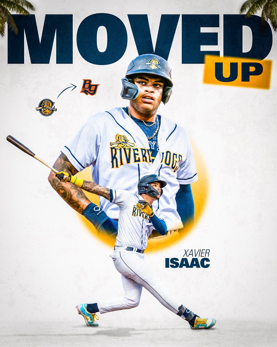 ChasRiverDogs's tweet photo. Congrats to 2022 first-round pick, @xavierisaac__, on being promoted to @BGHotRods‼️
#FUNLEASHED https://t.co/JIDyDljeLo