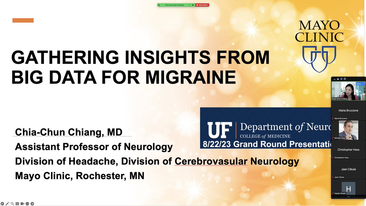 Grateful for the opportunity to present #Neurology Grand Round at University of Florida this morning. Thrilled to share how we've harnessed #AI in #headachemedicine to elevate our research. Thanks for the warm welcome! @MayoClinicNeuro @MichaelOkun @jjorlova