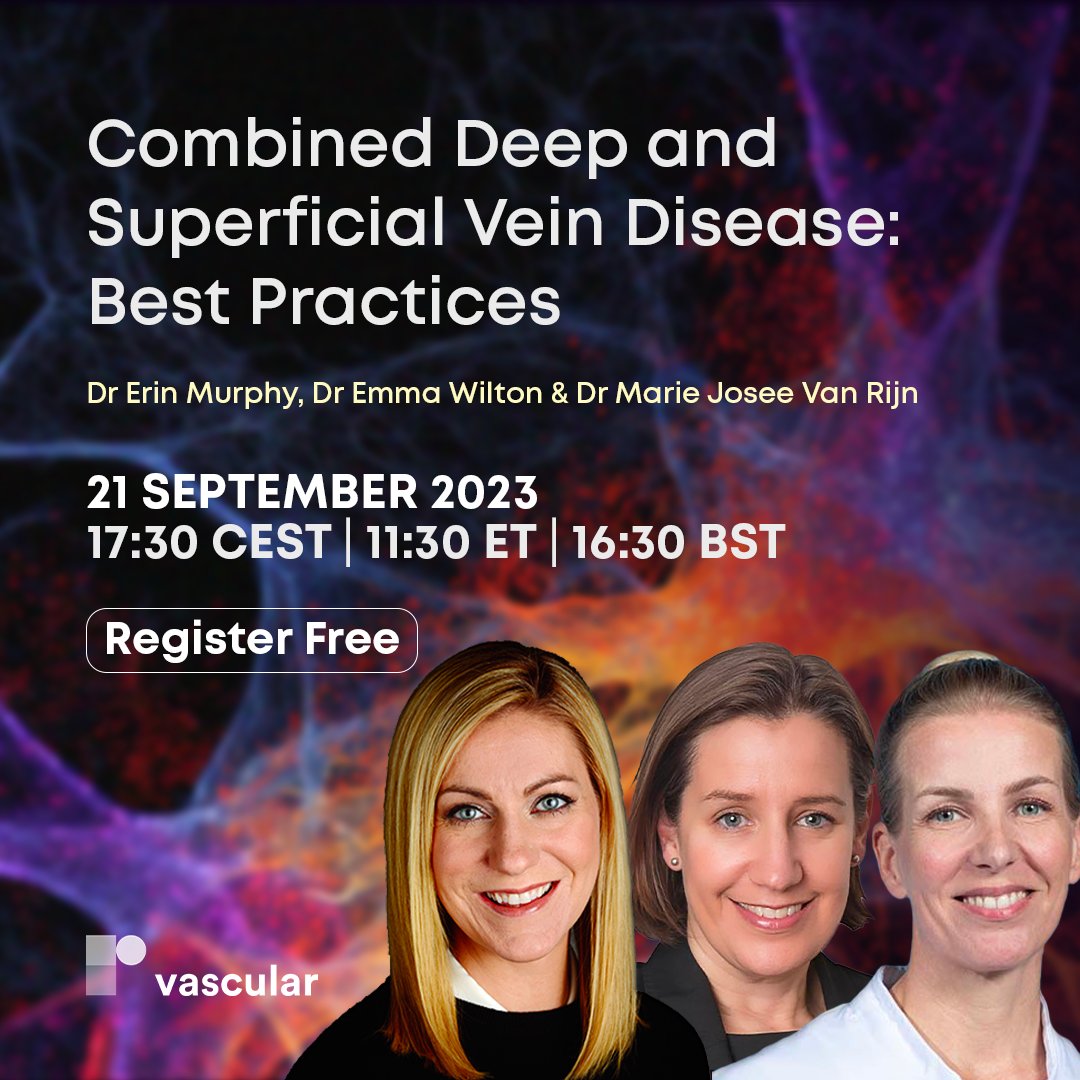 Radcliffe Vascular (@radcliffevascu) on Twitter photo 🔍Join us for a live broadcast on "Combined Deep and Superficial Vein Disease: Best Practices" moderated by @JoseeRijn on Thursday, 21 September ⏰
REGISTER NOW 👉ow.ly/eX1S50PC21G
<a href="/TheVeinBoss/">Erin Murphy</a> & <a href="/DrEmmaWilton/">Emma Wilton</a> will discuss treatment options and safety considerations. 🔍Join us for a live broadcast on "Combined Deep and Superficial Vein Disease: Best Practices" moderated by @JoseeRijn on Thursday, 21 September ⏰
REGISTER NOW 👉ow.ly/eX1S50PC21G
<a href="/TheVeinBoss/">Erin Murphy</a> & <a href="/DrEmmaWilton/">Emma Wilton</a> will discuss treatment options and safety considerations.