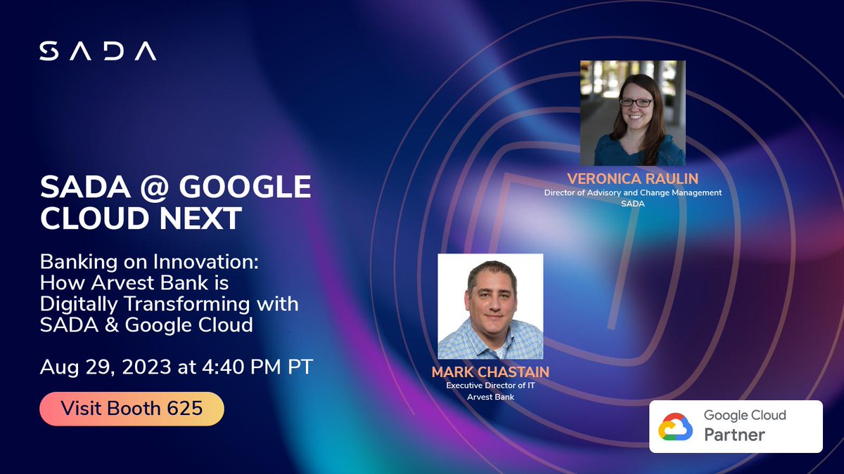 SADA_Writer's tweet photo. Discover @ArvestBank's journey at #GoogleCloudNEXT. ☁️⏭️ A trailblazer in community banking, Arvest embraced the power of #digitaltransformation to reshape the financial landscape w/@googlecloud &amp; SADA. 🤝Join Aug. 30 at 3:30 PM PT for this #techeventt! 🗓️ https://t.co/4Nvc3AUed7 https://t.co/q3qgRebcgn
