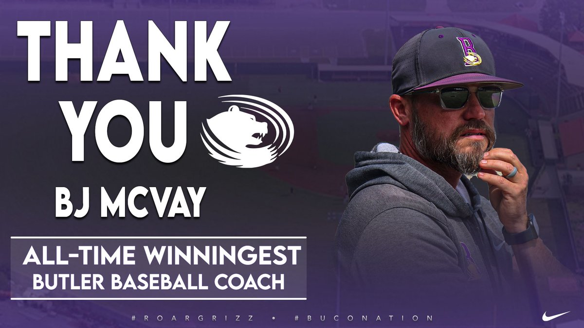 Thanks for the memories, coach! 

<a href="/bj_mcvay/">BJ McVay</a> announces his retirement after 13 years as the skipper for <a href="/Buco_Baseball/">Butler Baseball</a>, 19 seasons with the program overall. He leaves as the all-time winningest coach in Butler Baseball history.

🗞 bit.ly/44lPDus