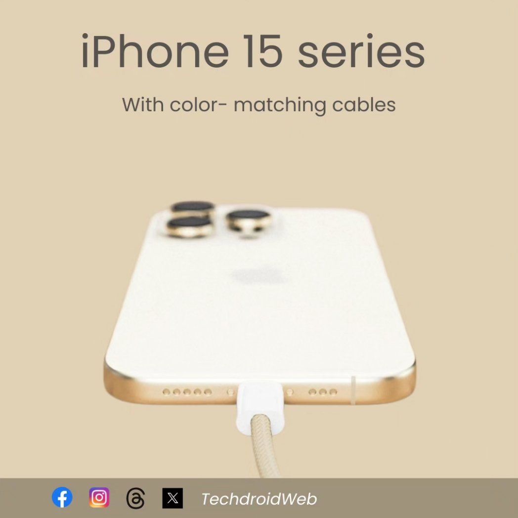 techdroid_web's tweet image. According to reports, iPhone 15 series will come with color-matched cables!
#TechNews #TechdroidWeb #iphone15pro #iphone15promax #iphone15plus #iPhone15 #iPhone15series