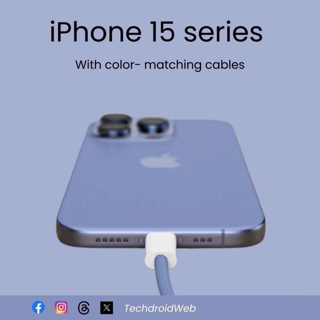 techdroid_web's tweet image. According to reports, iPhone 15 series will come with color-matched cables!
#TechNews #TechdroidWeb #iphone15pro #iphone15promax #iphone15plus #iPhone15 #iPhone15series