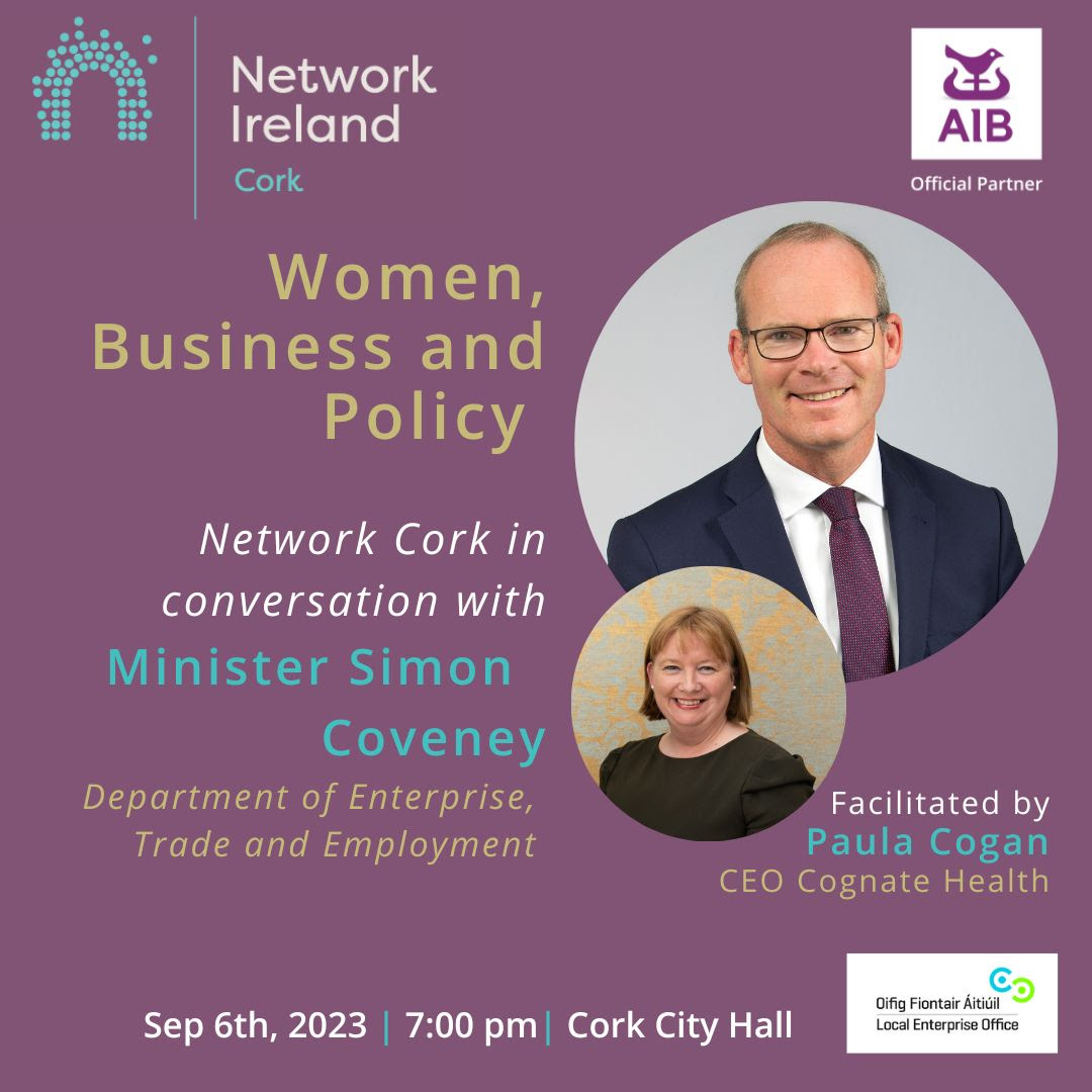 Network Cork (@networkcork) on Twitter photo 📣 Sept 6: Don't miss <a href="/PaulaCoganCork/">Paula Cogan</a>, CEO of Cognate Health, and Minister Simon Coveney for an empowering talk on challenges & opportunities for female-led businesses & women in the workplace.
🎟️Book now: lnkd.in/eia6B3gY
#NetworkCork #NetworkIreland #BackedByAIB 📣 Sept 6: Don't miss <a href="/PaulaCoganCork/">Paula Cogan</a>, CEO of Cognate Health, and Minister Simon Coveney for an empowering talk on challenges & opportunities for female-led businesses & women in the workplace.
🎟️Book now: lnkd.in/eia6B3gY
#NetworkCork #NetworkIreland #BackedByAIB
