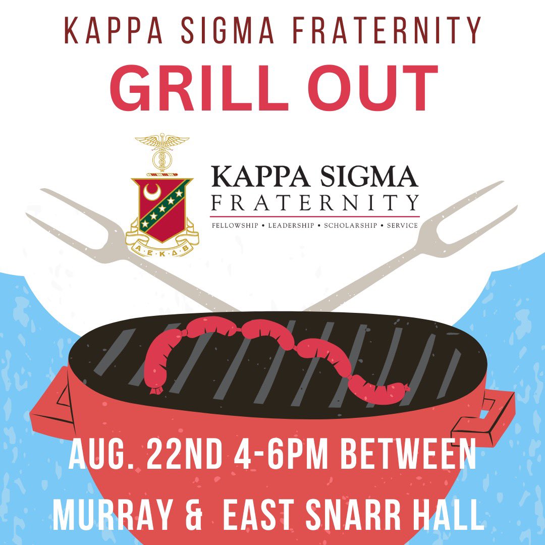 It’s time to fire up the grill and have a blast! Kappa Sigma’s Grill Out is the place to be!