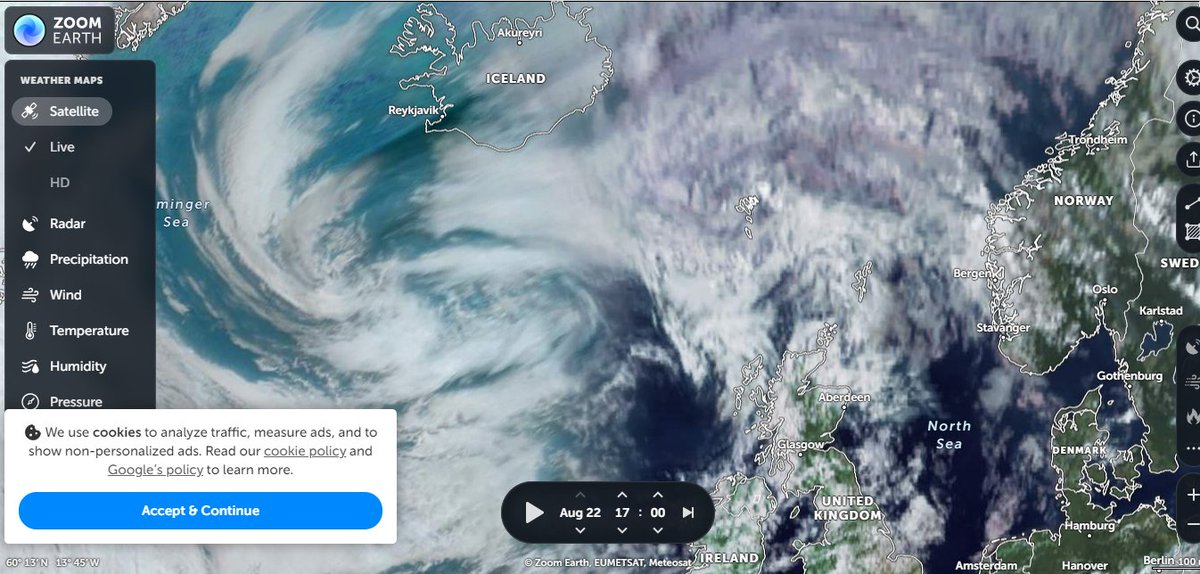BBC__Watch's tweet image. #NASAWorldview is still off while #ZoomEarth shows purple and black north of #UK, and doesn&apos;t show land to the east, whether thats usual: zoom.earth/maps/satellite… @CarolineCoramUK