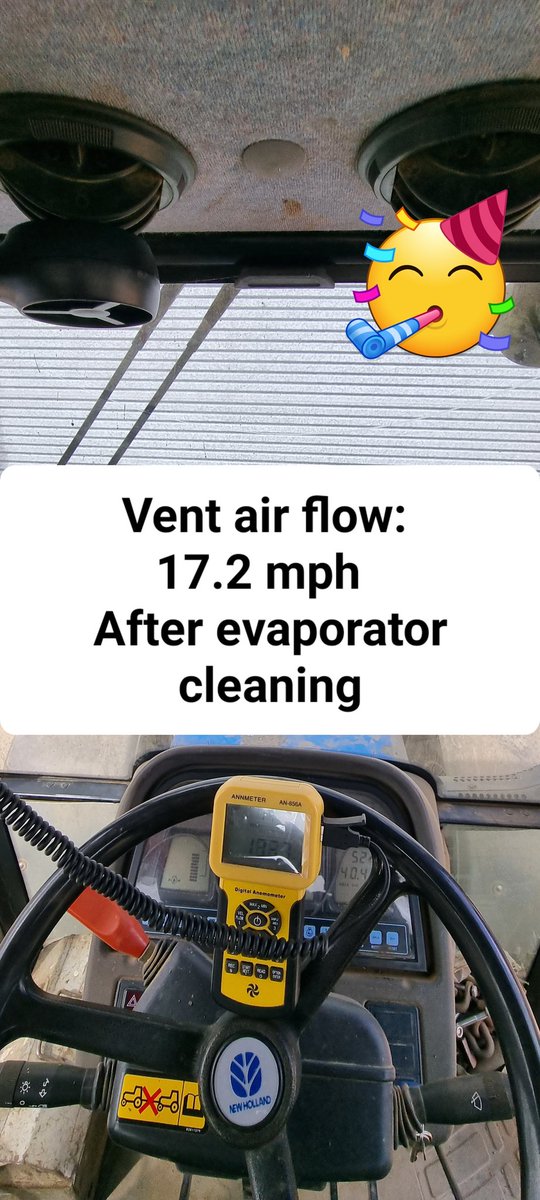 Had a brace of @NewHollandAG TM 155's #AC to look at today.
Removed the intercooler &amp; evaporator on one to get them clean. Using an anemometer to prove the increase in air flow... up 129% 👏👏👏

📲 07551 908595
🌐 pinpointconsultants.co.uk 📌

<a href="/SamcoShrim/">Samco & Shrim Farmers</a> <a href="/TestoLimited/">Testo UK</a> <a href="/AMAAirCon/">AMA Air Conditioning</a>