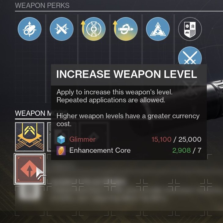 mislead's tweet photo. this is how much it costs to level up a crafted weapon https://t.co/WKrce9Xz9L