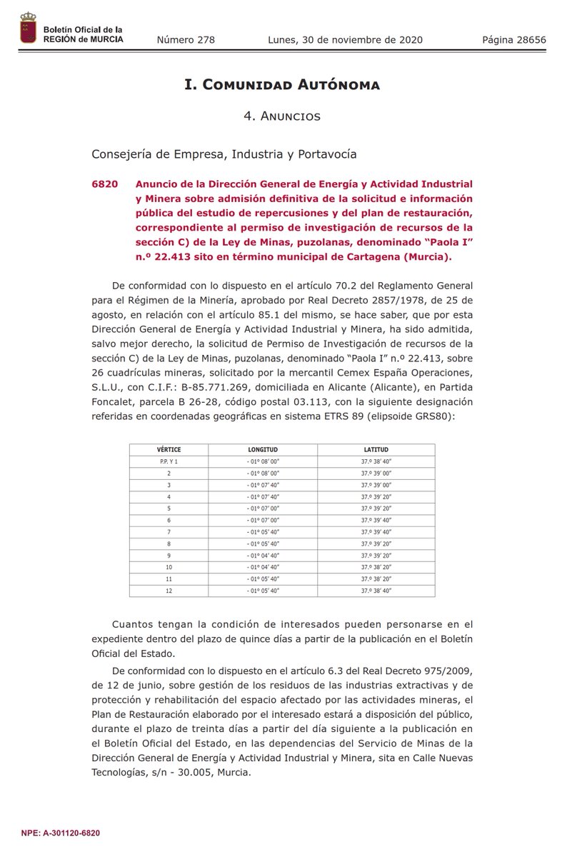 Tal día como 30 de noviembre de 2020, mientras los ciudadanos de #Cartagena estábamos preocupados por salvar la vida por la pandemia, a nuestras espaldas el <a href="/AytoCartagenaES/">Ayuntamiento de Cartagena</a> y <a href="/regiondemurcia/">Gobierno de la Región de Murcia</a> labraba nuestro futuro, al que hoy llaman Cartagena Oeste.
<a href="/NoeliaArroyoHer/">Noelia Arroyo</a> <a href="/lopezmirasf/">Fernando López Miras</a>