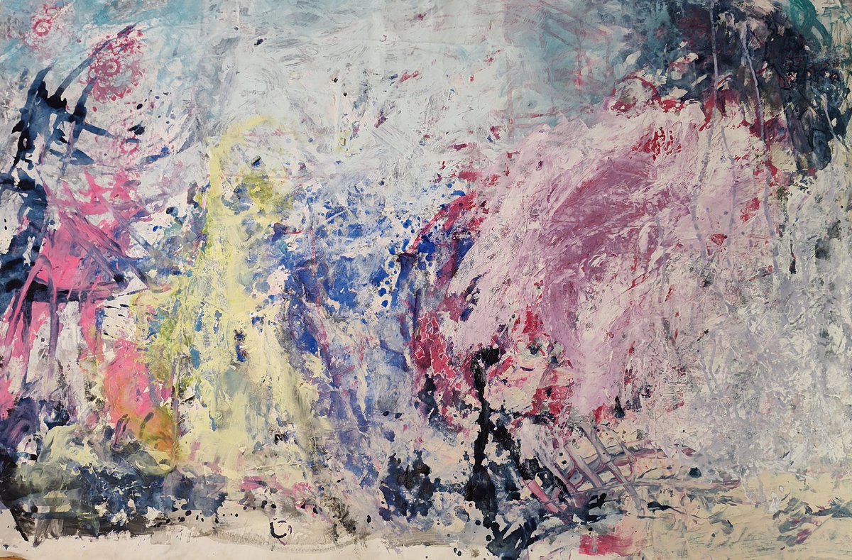 Esa primavera estalla por acá. Mixta s/ tela 1,20 por 1m .