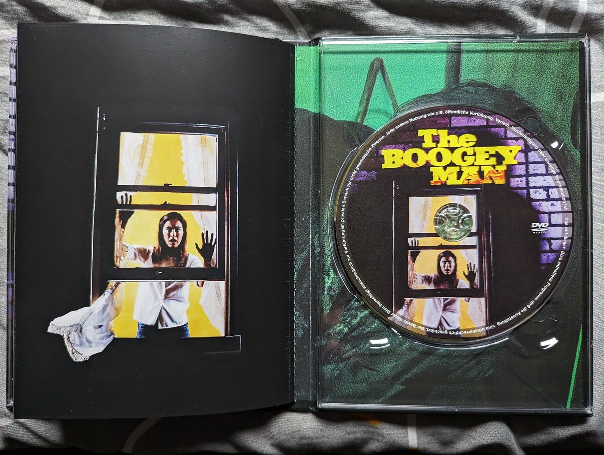 RyanActually1's tweet photo. Got myself this film #TheBoogeyman in a limited edition mediabook , which has the Bluray and Dvd. Wanted to try and get the #SlasherClassicsCollection Blu-ray to add to my small pile of films in that range but it's a hard film to come by these day. This is a German edition but film plays in English. Number 176 out of 333, never had a mediabook before and it's a nice edition to have. #horrorfilms #mediabook #bluray #horror #bannedfilms #