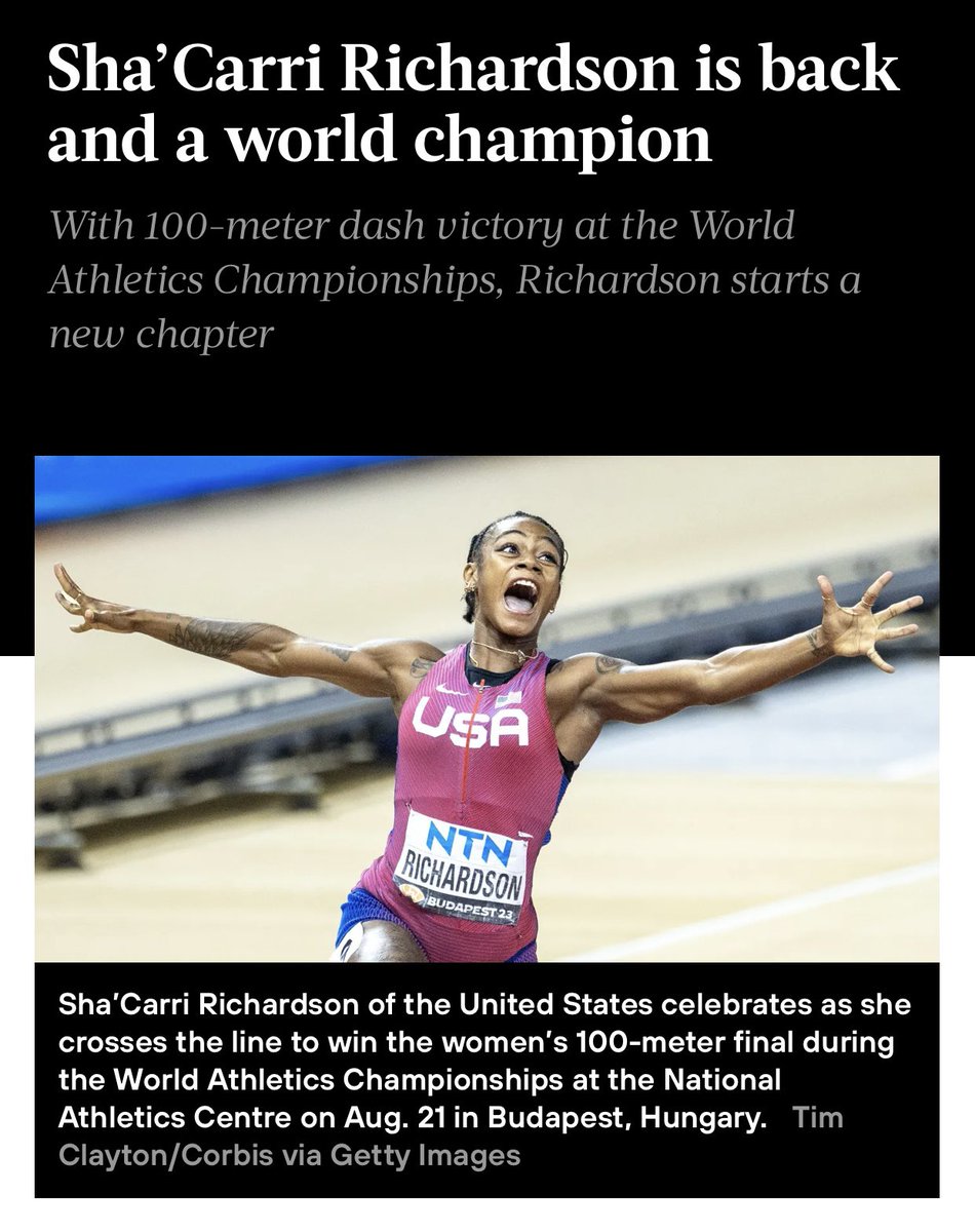 Total respect for this fellow Texan that accepted full responsibility for her error in judgment 2 years ago, then set out to continue elite and world-class training for 24 months to become the World’s Fastest Woman. #commitmenttoexcellence #focused #worldchampion