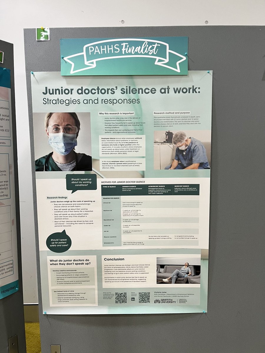 ListerVictoria's tweet photo. At the #PAHsymposium today as a poster finalist. Great to be speaking with members of the healthcare community about #juniorsdoctors and their strategies and responses to #silence at work – and why it matter. https://t.co/A5pjDkyVop
