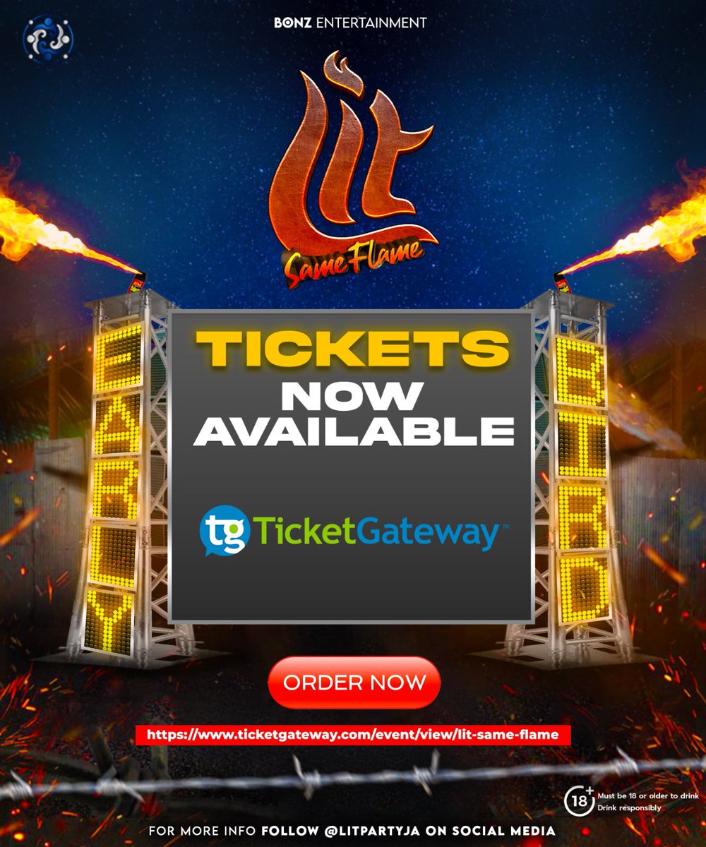 LitSameFlame's tweet photo. READY TO GET LIT?! EARLY BIRD TIX ARE NOW AVAILABLE ONLINE!🚨

Visit https://t.co/oHGhnBWY3L OR click the link in our bio to purchase!😉

LIT: SAME FLAME 🔥 
Saturday, October 7, 2023

Follow @litpartyja for all updates. More information coming soon!🔥🚒

#BONZEnt
#LitSameFlame https://t.co/U61Q3b0HcU